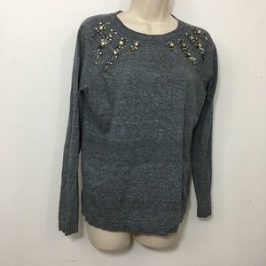 Loft Ann Taylor cotton embellished L/S sweater LP